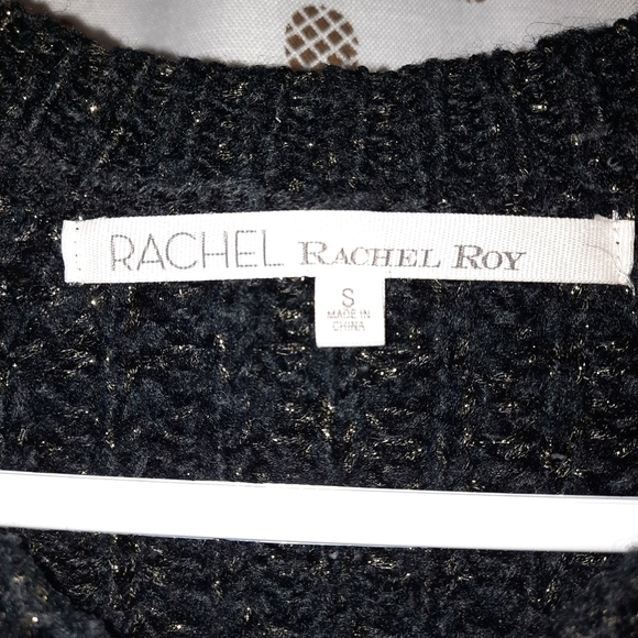 RACHEL Rachel Roy Black  High Low Sweater With Gold Shimmer - Picture 4 of 5